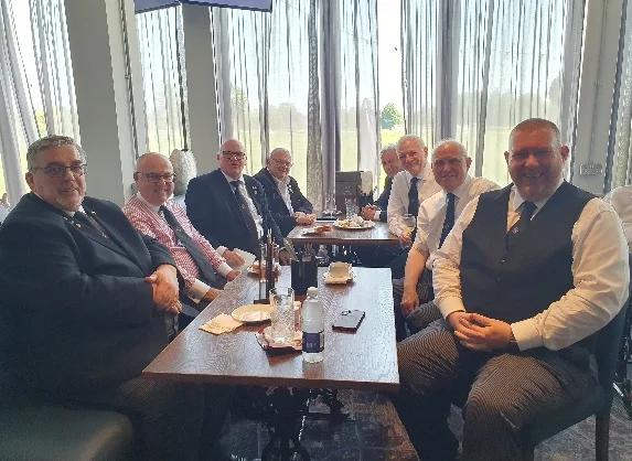 Essex Knights relaxing before the Hertfordshire Provincial meeting